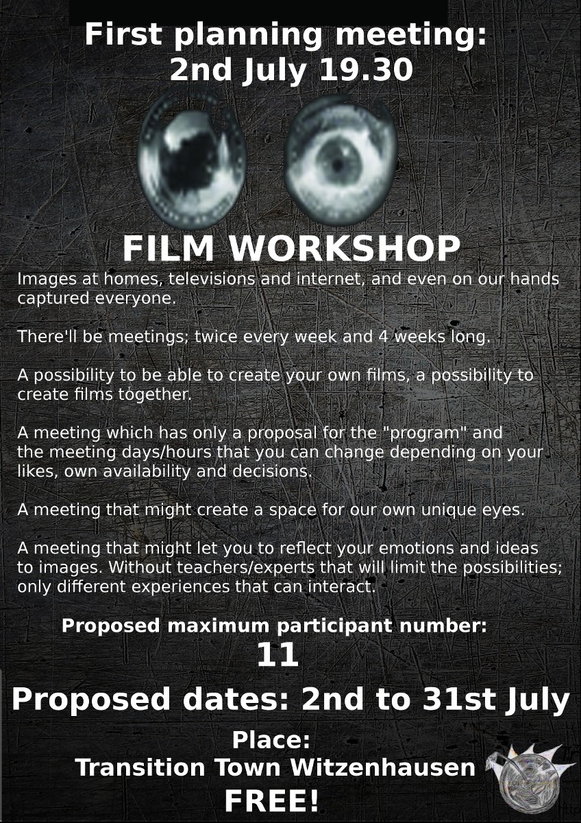 Film Workshop-Reihe – erstes Treffen 2.Juli